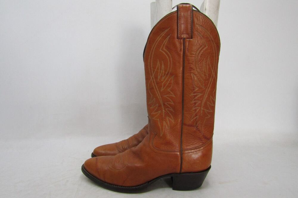 Justin Mens Size 8.5 D Marbled Brown Leather Cowboy Western Boots